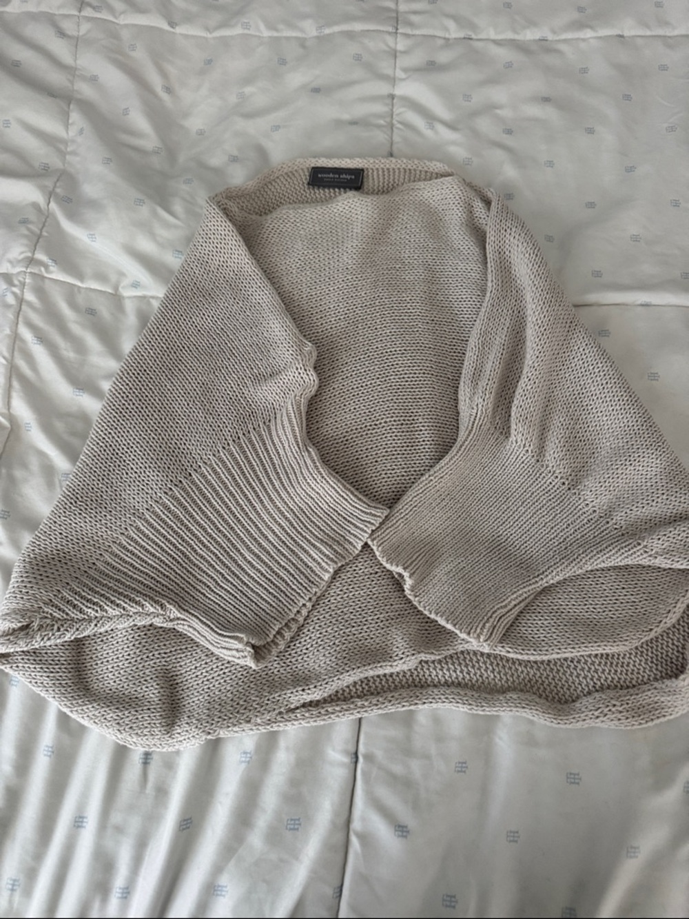 Wooden Ships Cream Open-Front Knit Shrug